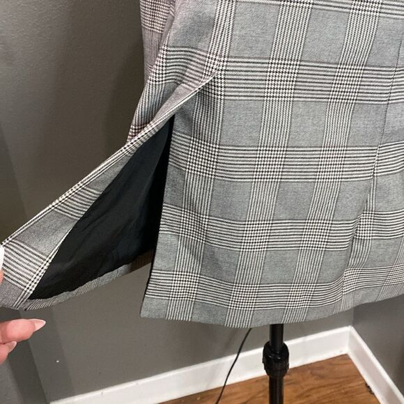 Rachel Zoe Plaid Oversized Blazer Jacket Grey Open Front - Picture 9 of 12